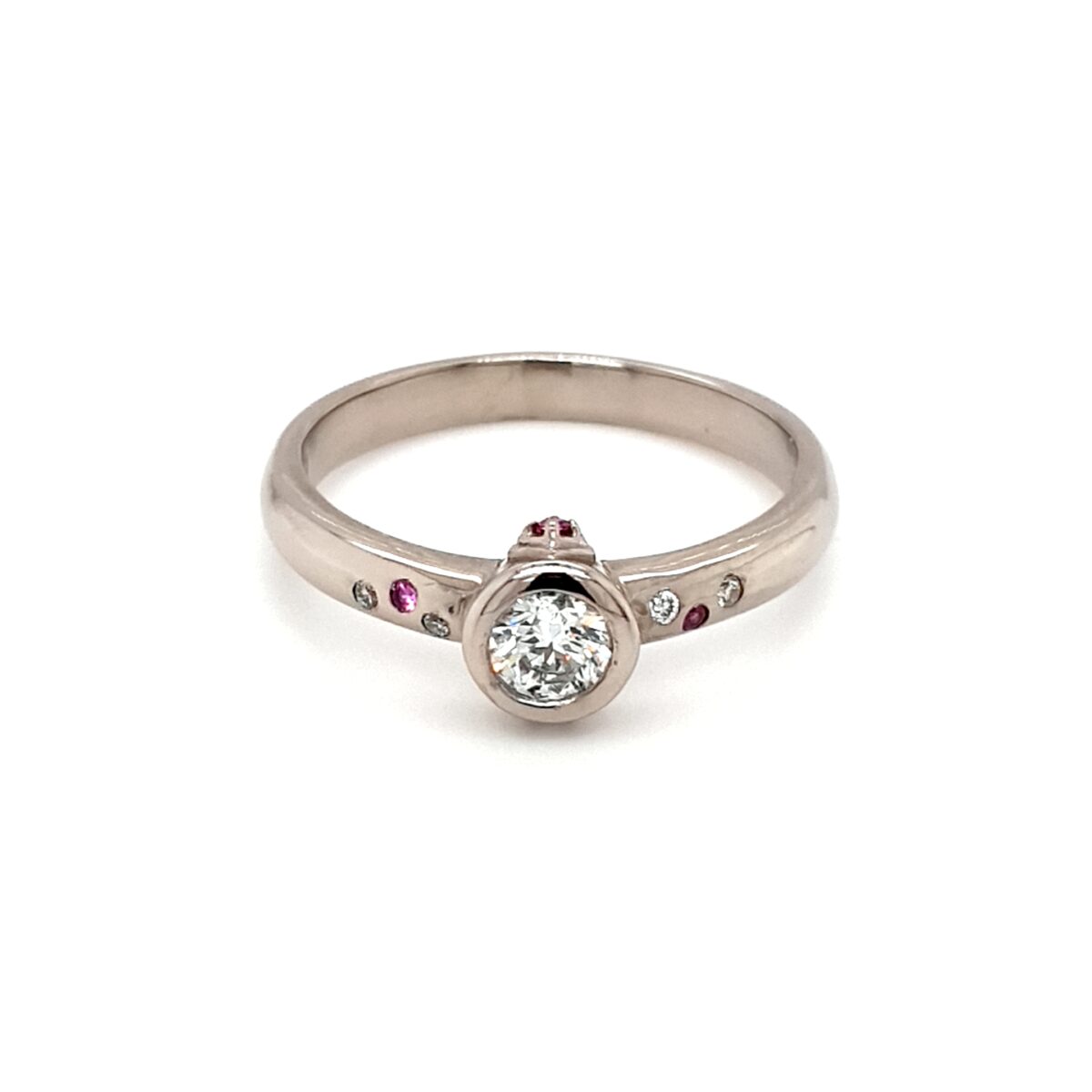 Leon Bakers 18K White Gold Diamond and Pink Sapphire Engagement Ring_0