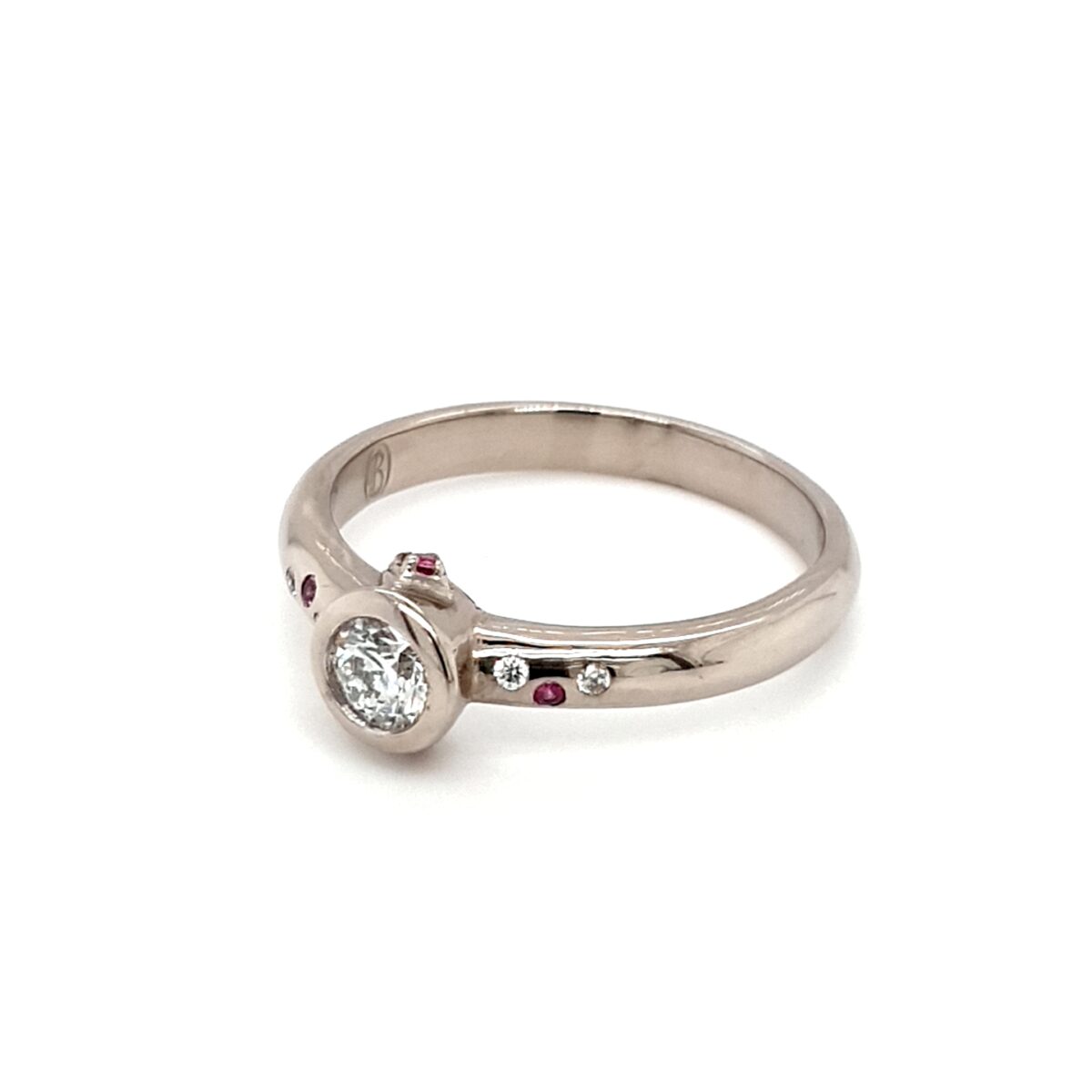 Leon Bakers 18K White Gold Diamond and Pink Sapphire Engagement Ring_1