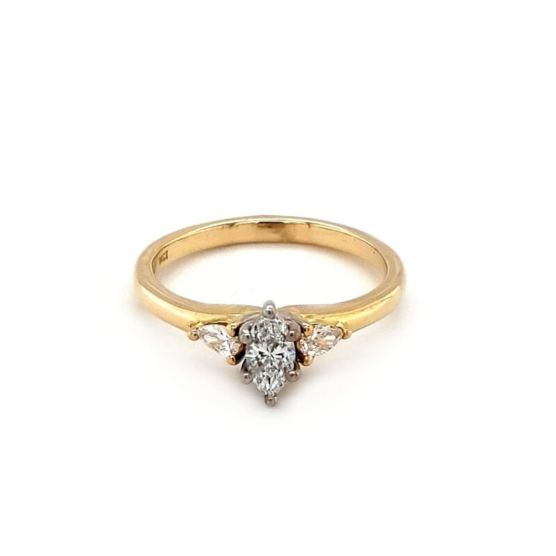 Leon Baker 18K Yellow Gold and Marquise Diamond Engagement Ring_0
