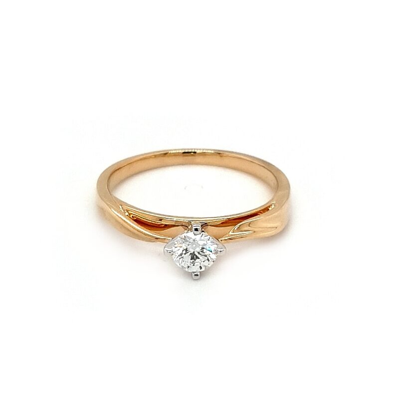 Leon Baker 18K Yellow Gold and White Diamond Twist Engagement Ring_0