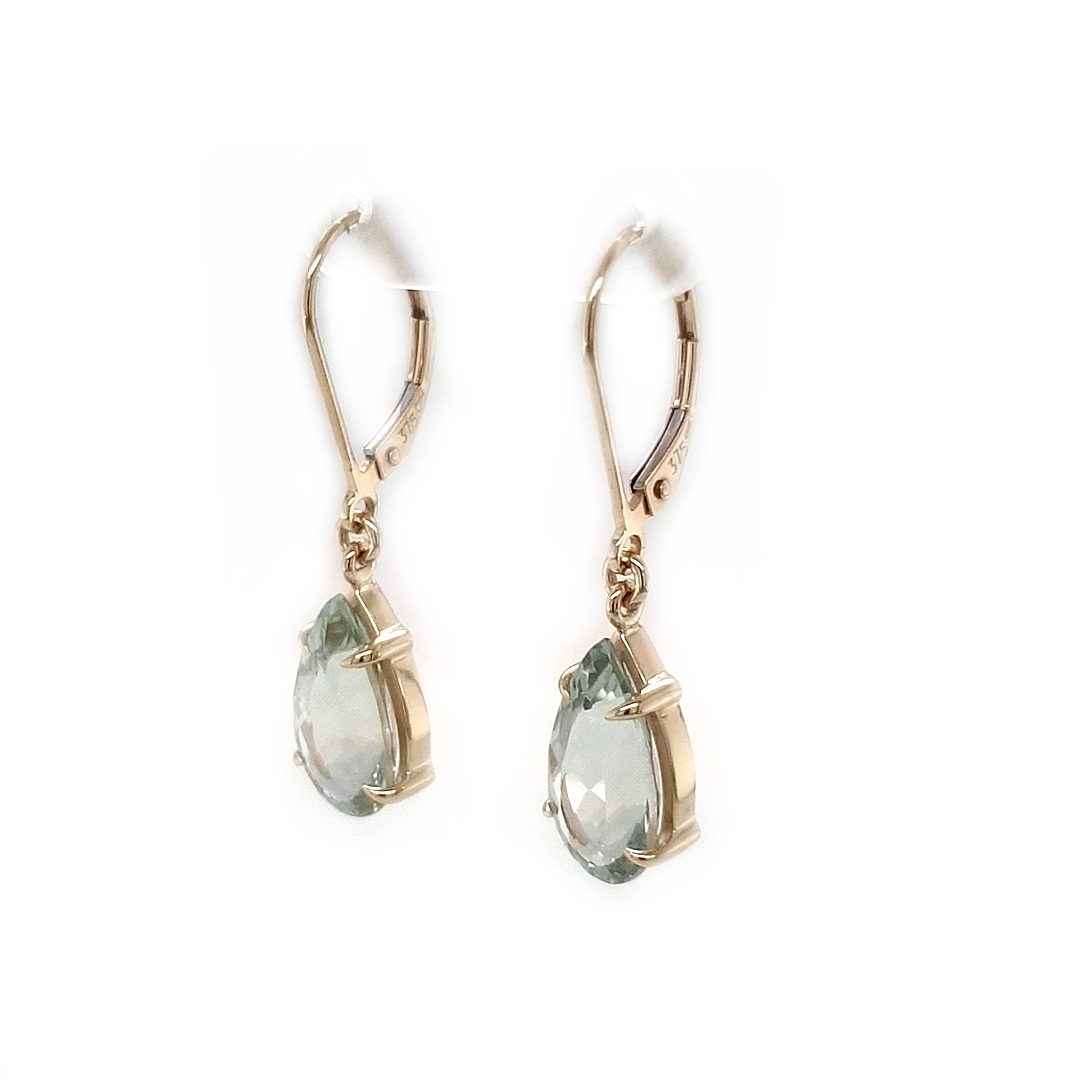 Leon Baker 9K Yellow Gold and Green Amethyst Continental Drop Earrings_1