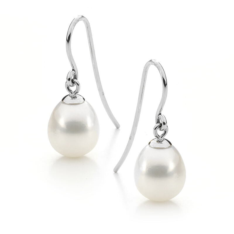 Leon Baker Sterling Silver and White Freshwater Pearl Drop Earrings_0