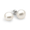 Leon Baker Sterling Silver White Button Freshwater Pearl Stud Earrings_0