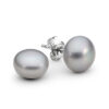 Leon Baker Sterling Silver and Dyed Grey Button Freshwater Pearl Studs_0