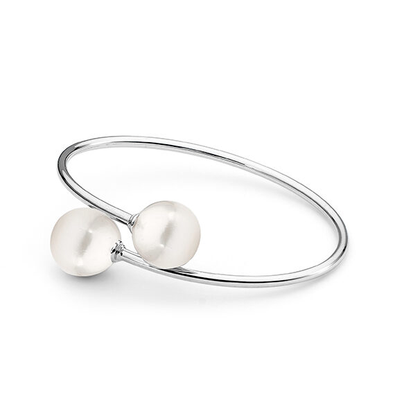 Leon Baker Sterling Silver and White Freshwater Pearl Bangle_0