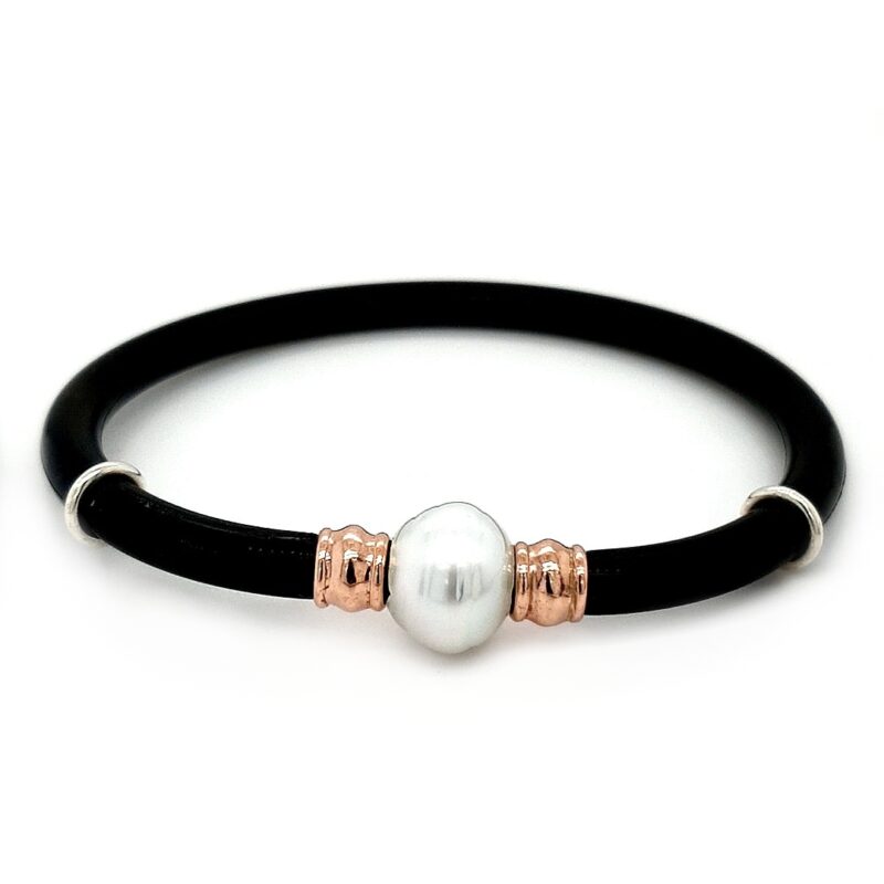 Coral Bay Collection 9K Rose Gold and Sterling Silver Broome Pearl Neoprene Bracelet_0