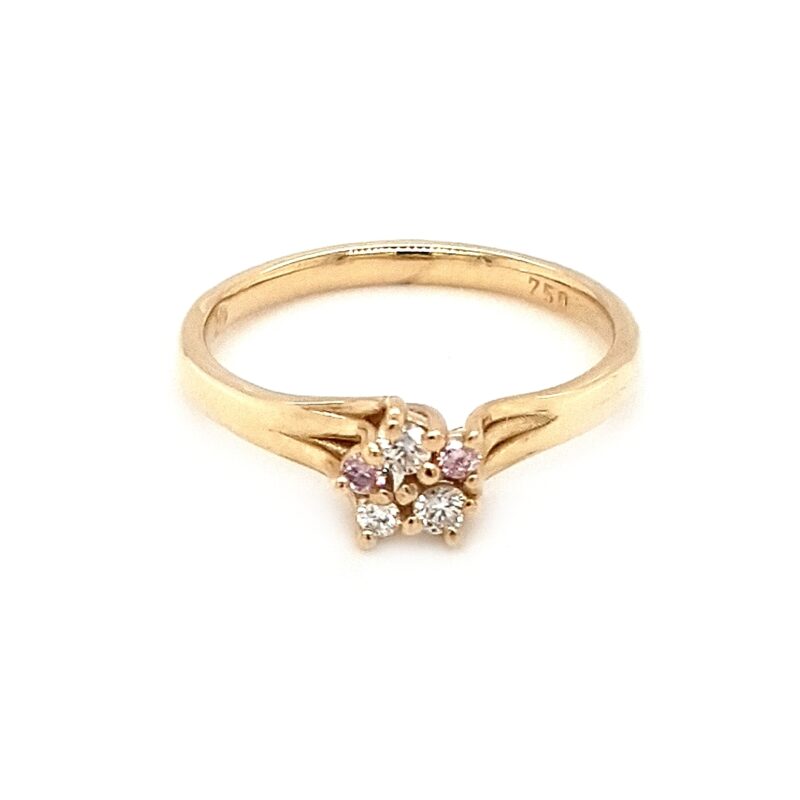 Leon Baker 18K Yellow Gold and White and Pink Diamond Ring_0