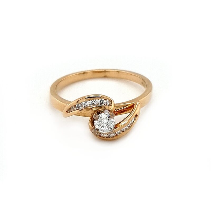 Leon Baker 18K Yellow Gold and Diamond Twist Engagement Ring_0
