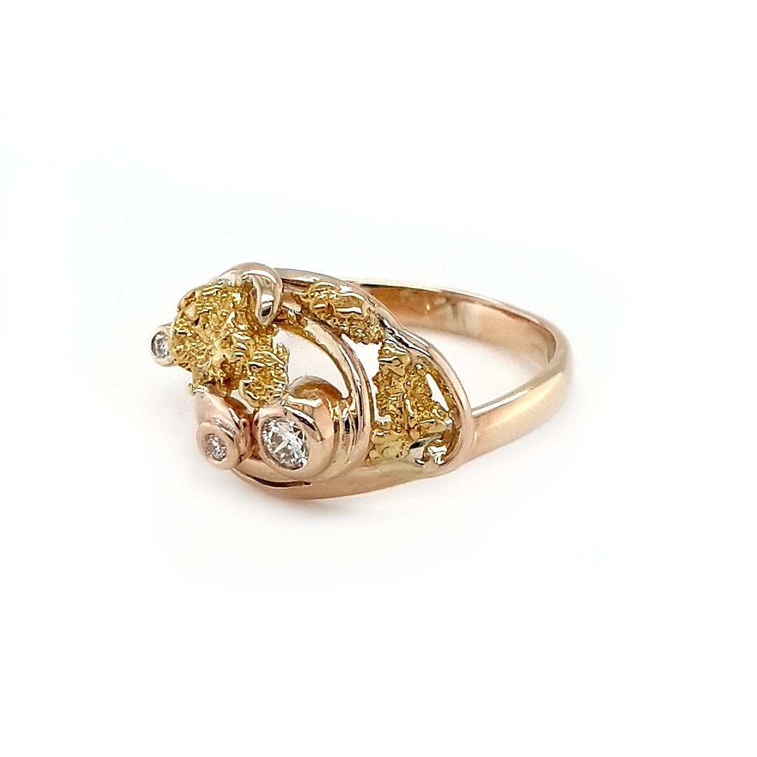 Leon Baker 9K Yellow Gold Diamond and Gold Nugget Ring_1