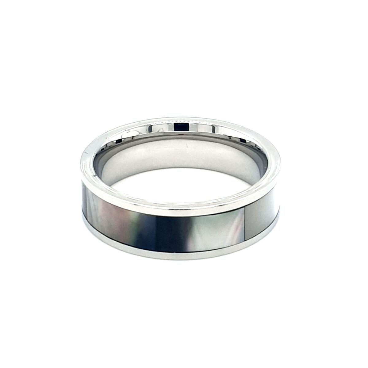 Leon Baker Stainless Steel and Black Mother of Pearl Ring_0