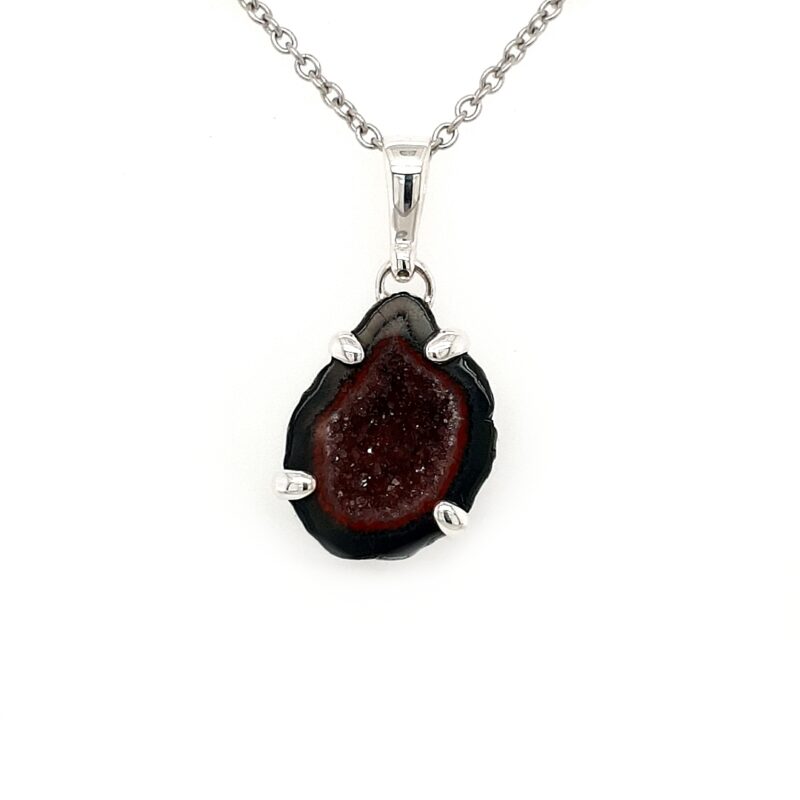 Leon Baker Sterling Silver and Red Druzy Agate Pendant_0