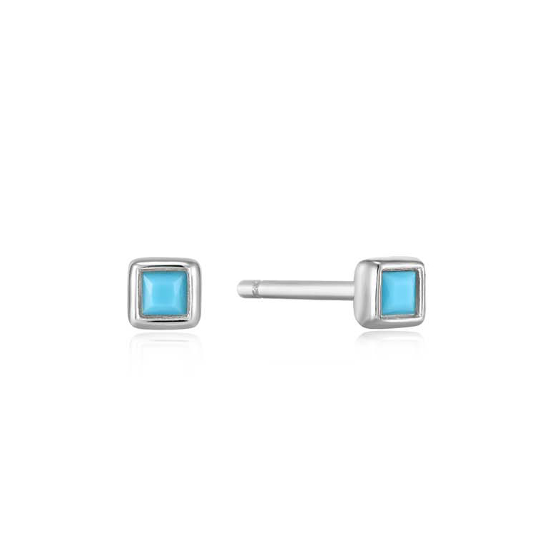 Anie Haie Turquoise Square Silver Stud Earrings_0