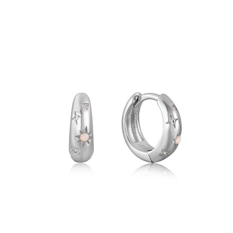 Ania Haie Silver Starry Kyoto Opal Huggie Hoop Earrings_0