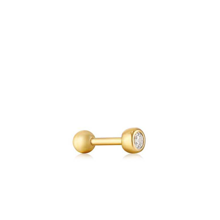 Ania Haie Gold Sparkle Bezel Barbell Single Earring_0