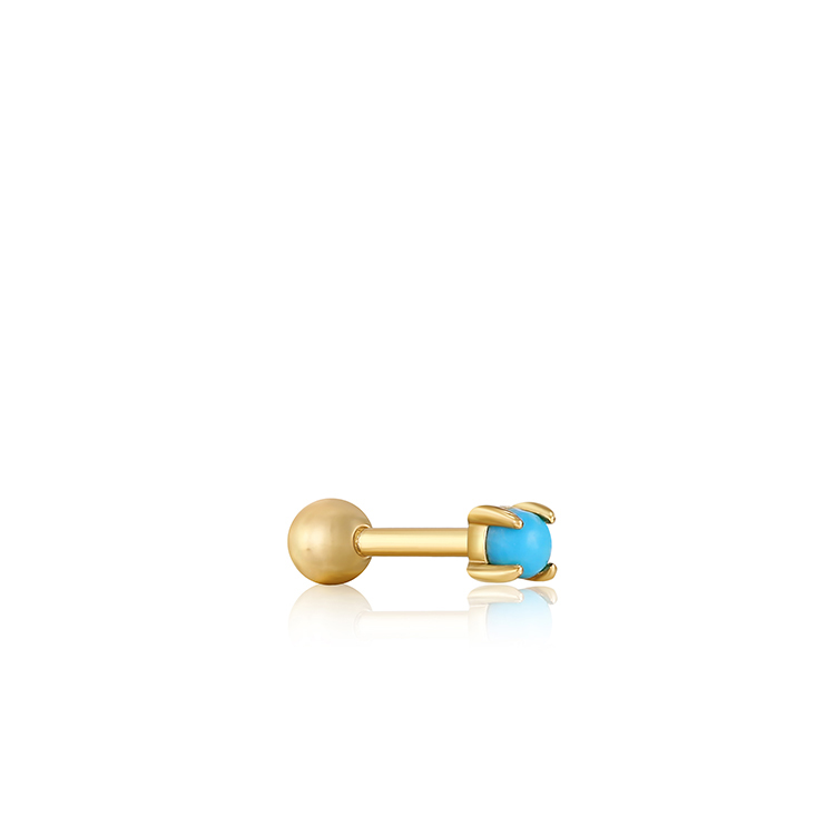 Ania Haie Gold Turquoise Cabochon Barbell Single Earring_0