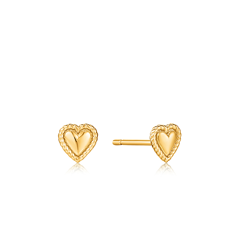 Ania Haie Gold Rope Heart Stud Earrings_0