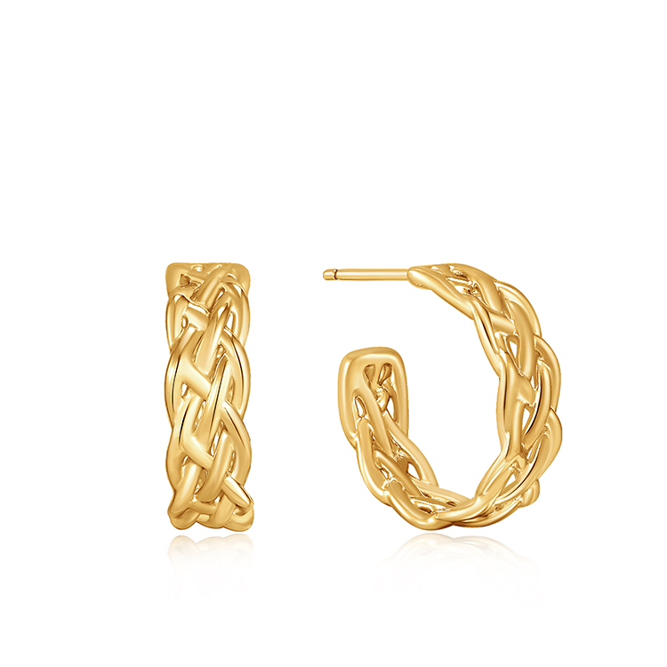 Ania Haie Gold Rope Chunky Hoop Earrings_0