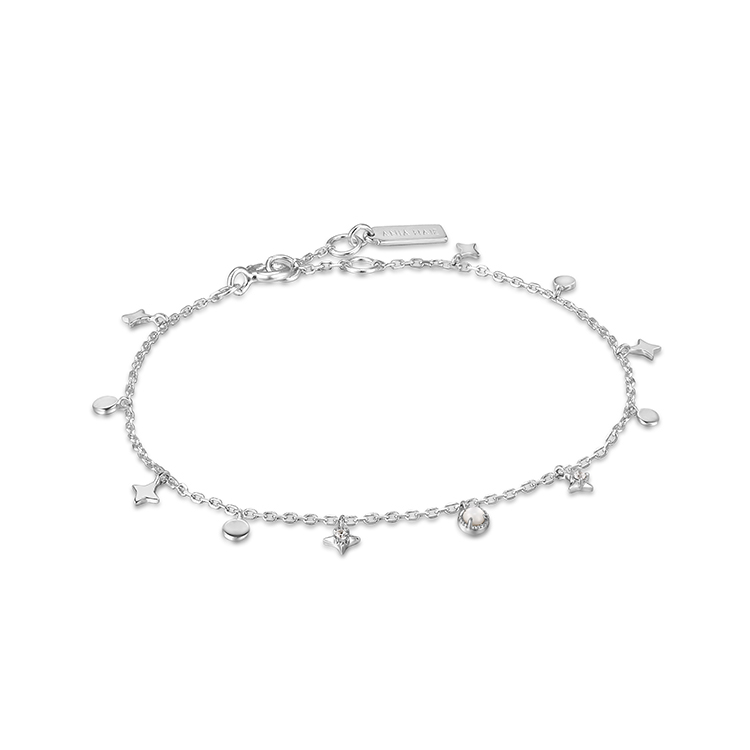 Ania Haie Silver Star Mother of Pearl Drop Anklet_0