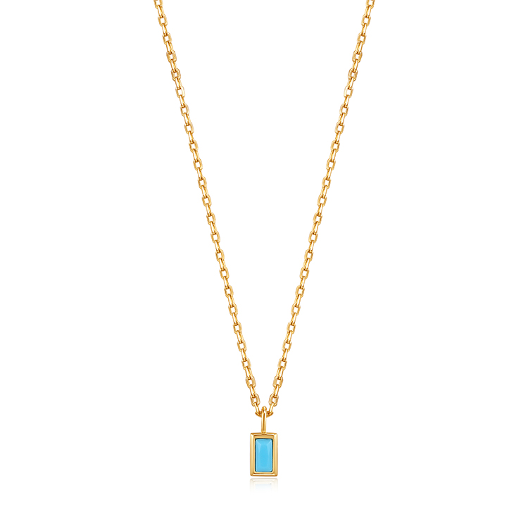 Ania Haie Turquoise Drop Pendant Gold Necklace_0