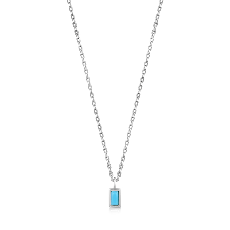 Ania Haie Turquoise Drop Pendant Silver Necklace_0