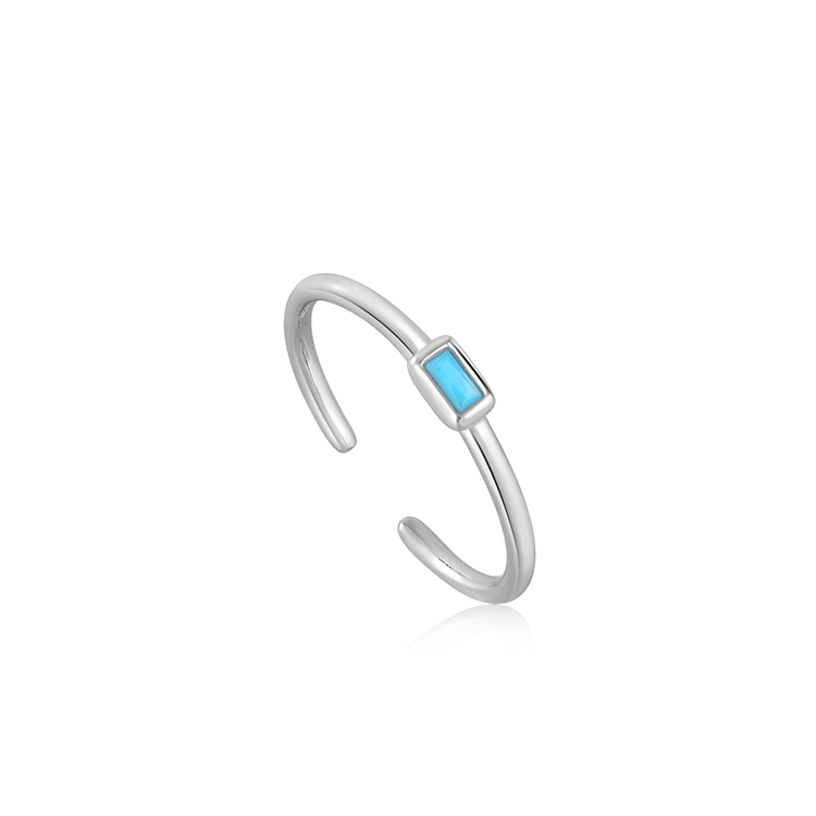 Ania Haie Turquoise Silver Band Adjustable Ring_0