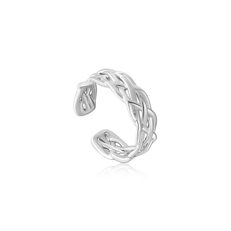 Ania Haie Silver Rope Wide Adjustable Ring_0