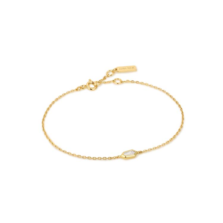 Ania Haie Gold Sparkle Emblem Chain Bracelet_0