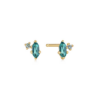 Ania Haie Gold Teal Sparkle Emblem Stud Earrings_0