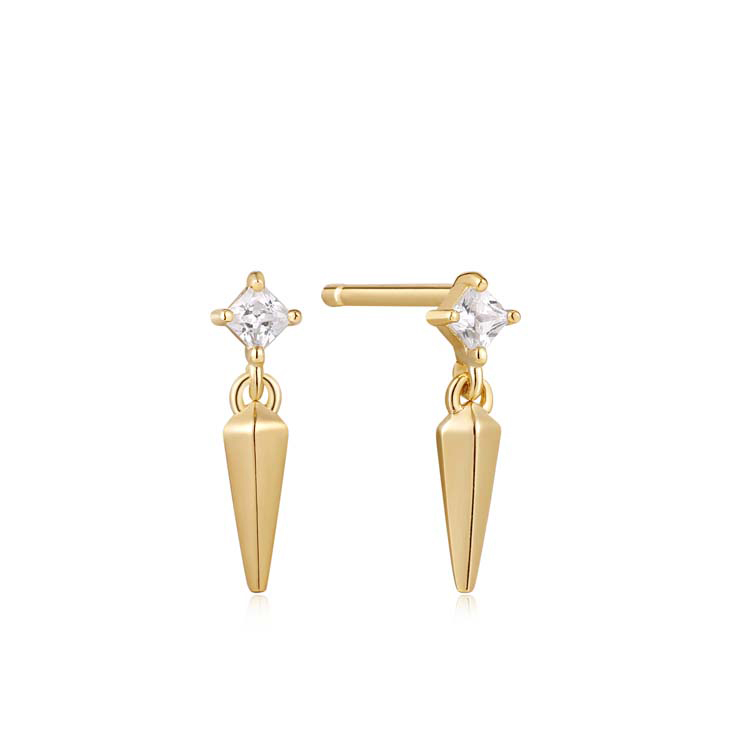 Ania Haie Gold Sparkle Spike Stud Earrings_0