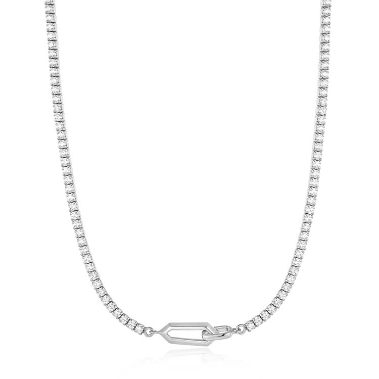Ania Haie Silver Sparkle Chain Interlock Necklace_0