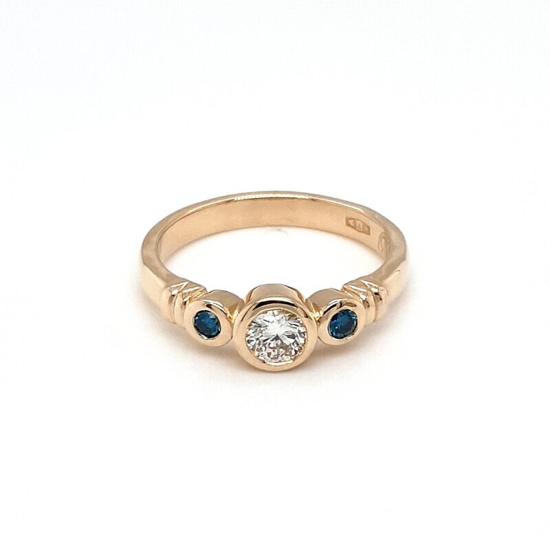 Leon Baker 9K Yellow Gold White and Treated Blue Diamond Ring_0