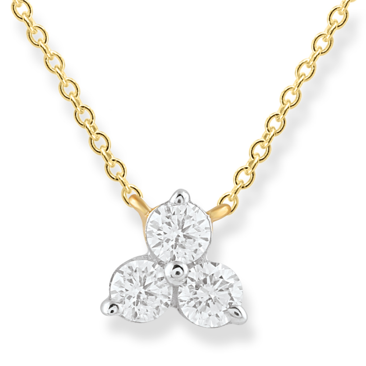 Royal Diamond 9K Yellow and White Gold Tri-Diamond Necklace_0