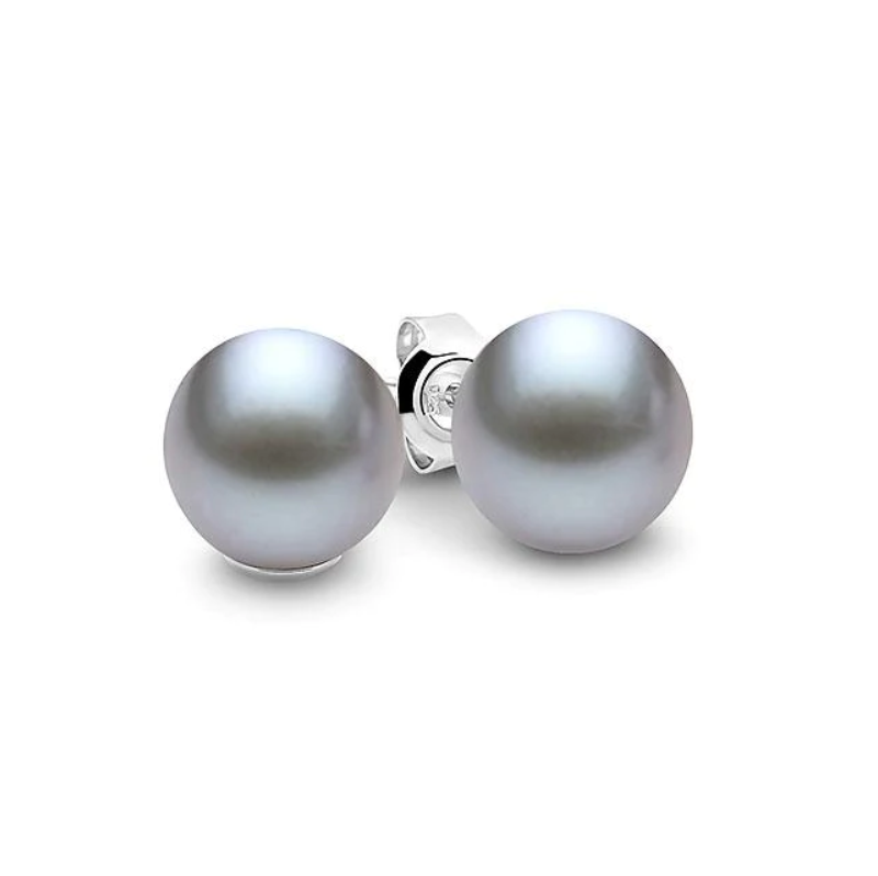 Leon Baker Sterling Silver and Dyed Grey Freshwater Pearl Studs_0