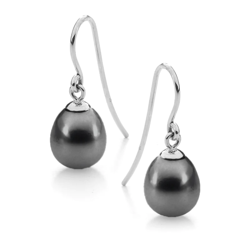 Leon Baker Sterling Silver and Dyed Black Freshwater Pearl Earrings_0