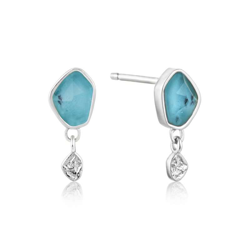 Ania Haie Turquoise Drop Silver Stud Earrings_0