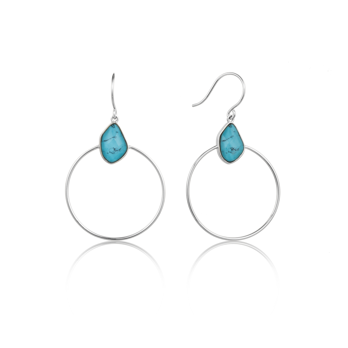 Ania Haie Turquoise Front Hoop Silver Earrings_0