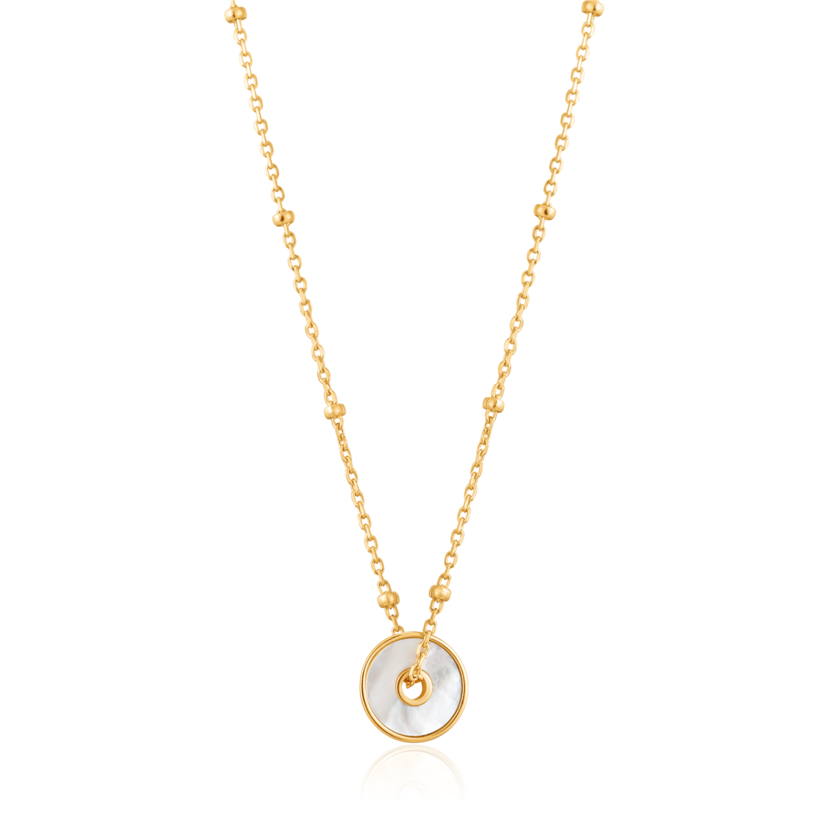 Ania Haie Gold Mother Of Pearl Disc Necklace_0