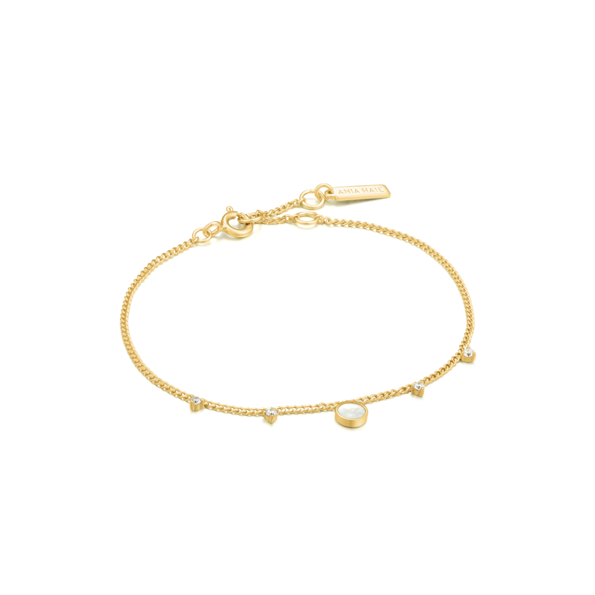 Ania Haie Gold Mother Of Pearl Drop Disc Bracelet_0