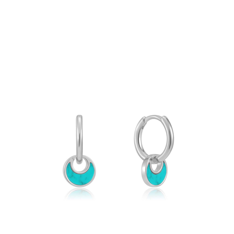 Ania Haie Silver Tidal Turquoise Crescent Huggie Hoops_0