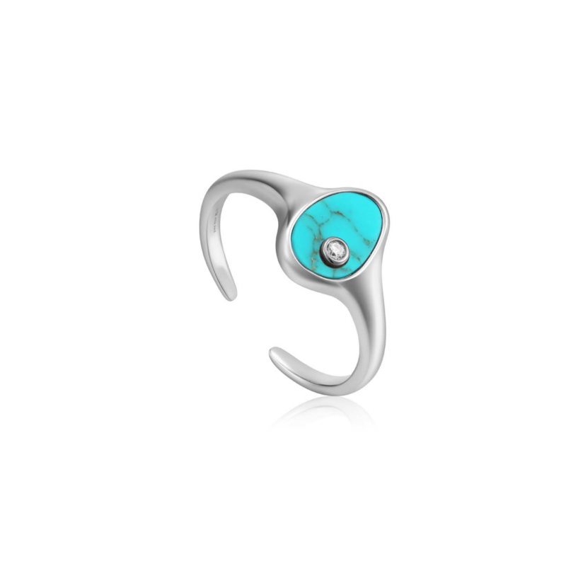 Ania Haie Silver Tidal Turquoise Adjustable Signet Ring_0