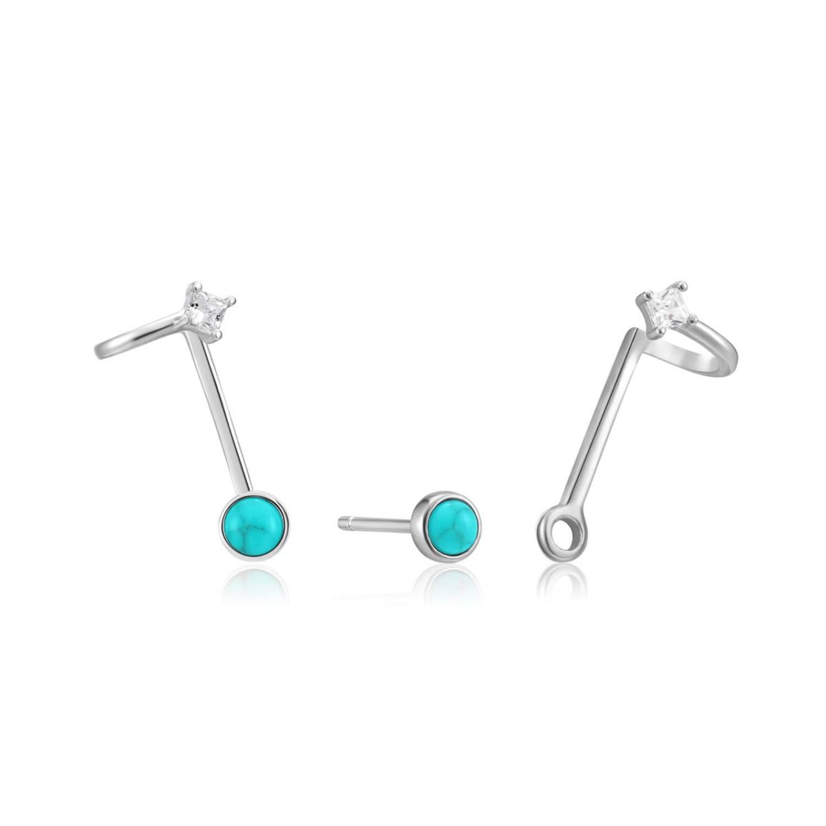Ania Haie Silver Tidal Turquoise Double Stud Earrings_0