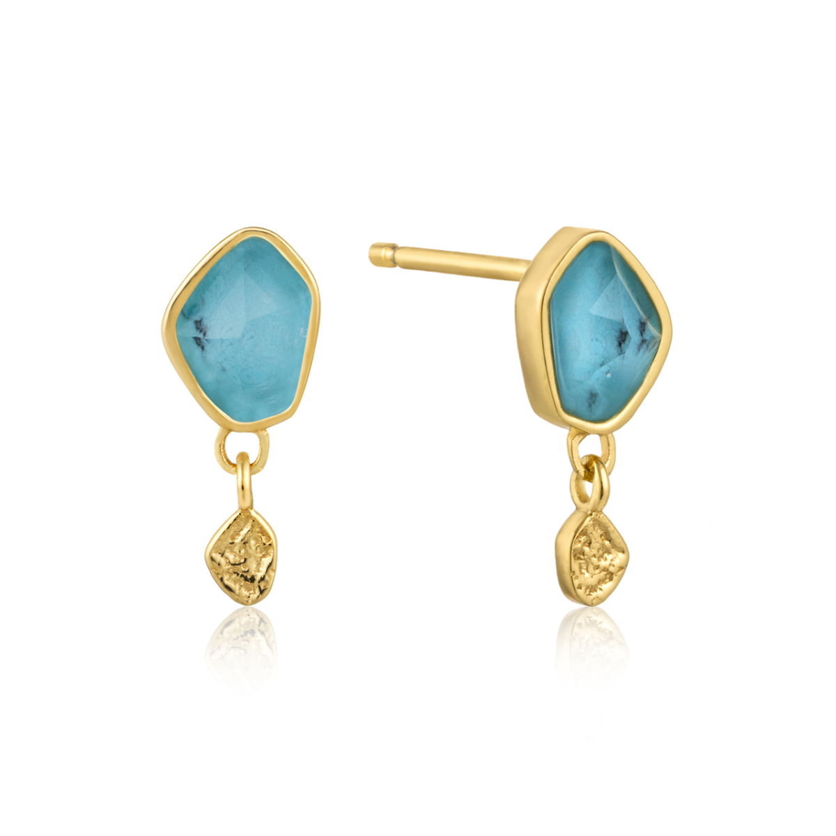 Ania Haie Turquoise Drop Gold Stud Earrings_0