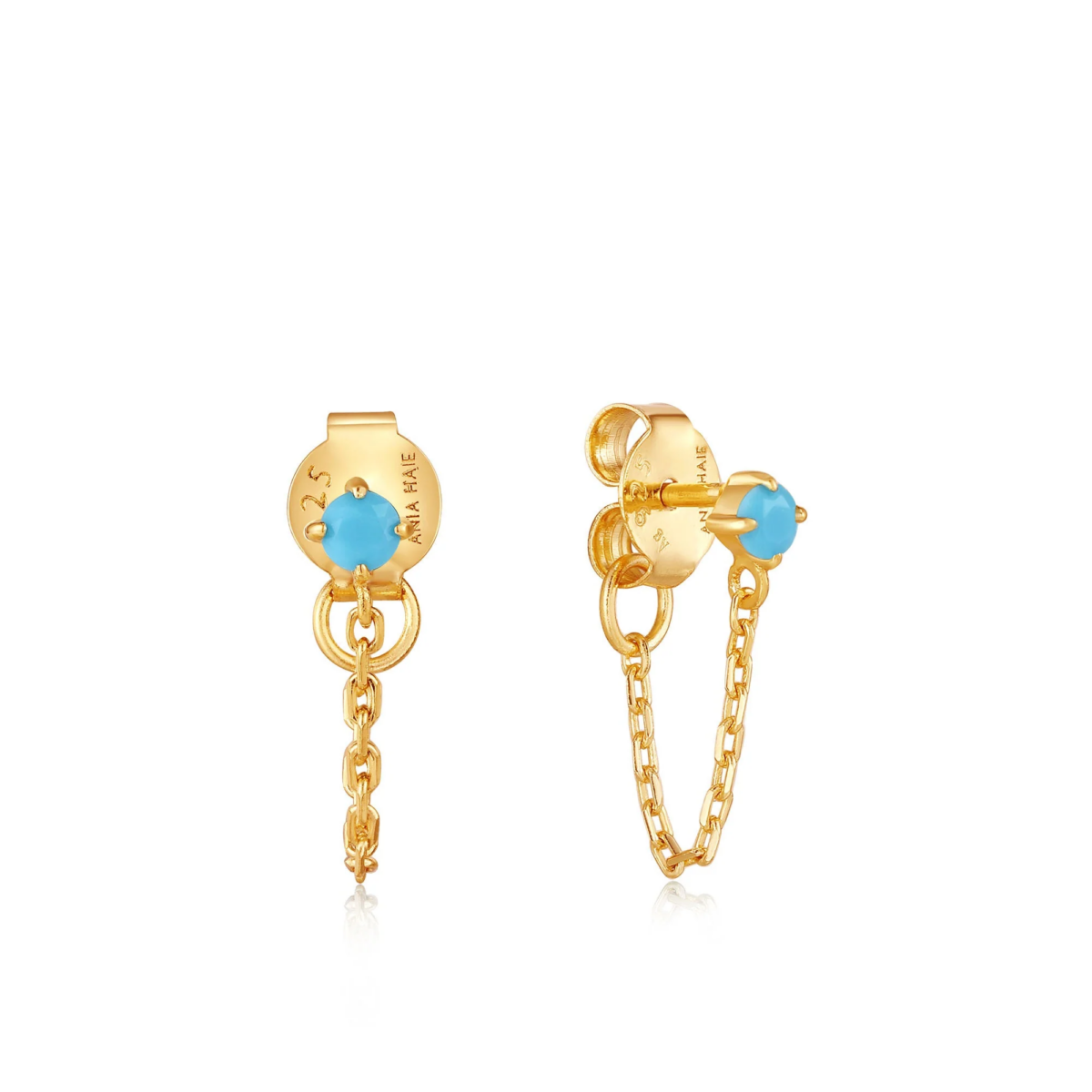 Ania Haie Turquoise Chain Drop Gold Stud Earrings_0