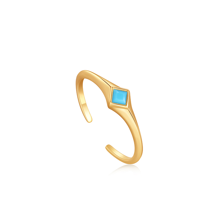 Ania Haie Turquoise Mini Signet Gold Adjustable Ring_0