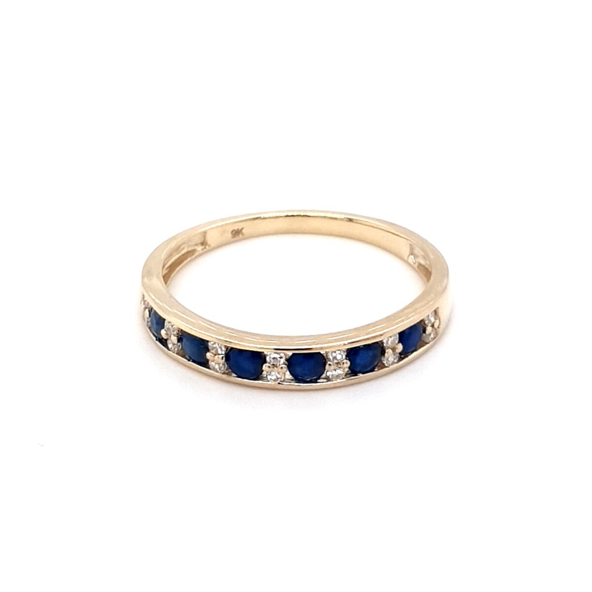 Royal Diamond 9K Yellow Gold Diamond and Blue Sapphire Ring_0