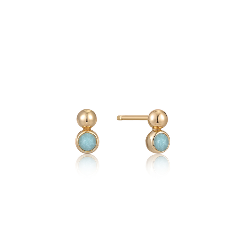 #3 SPACED GLD ORB AMAZONITE STUDS E045-01G-AM_0