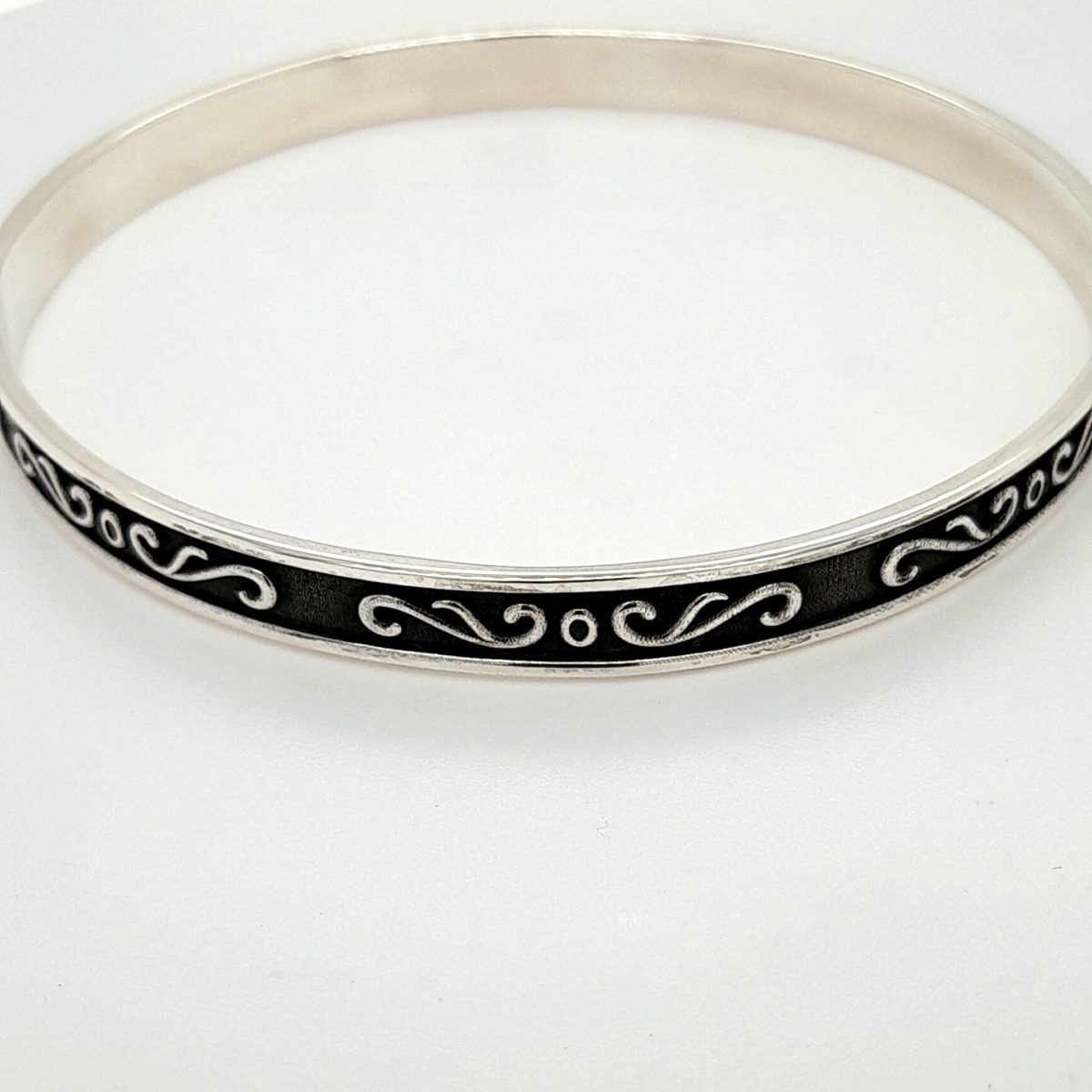 Coral Bay Collection Sterling Silver Blackened Pattern Bangle_1