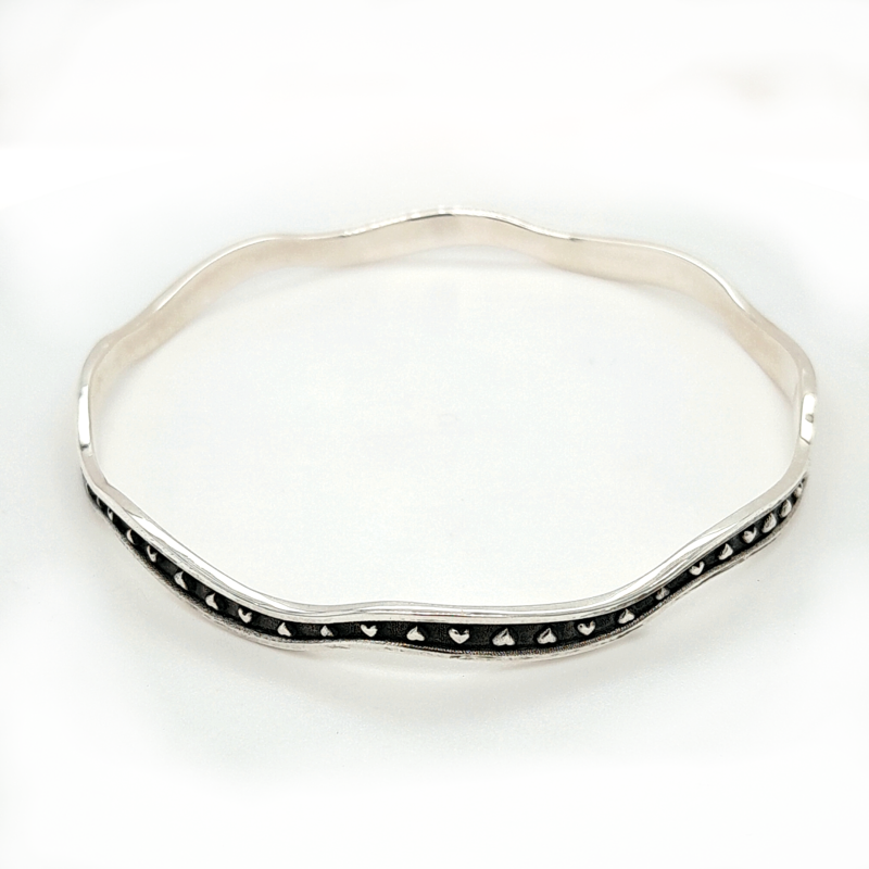 Coral Bay Collection Sterling Silver Blackened Pattern Bangle_0