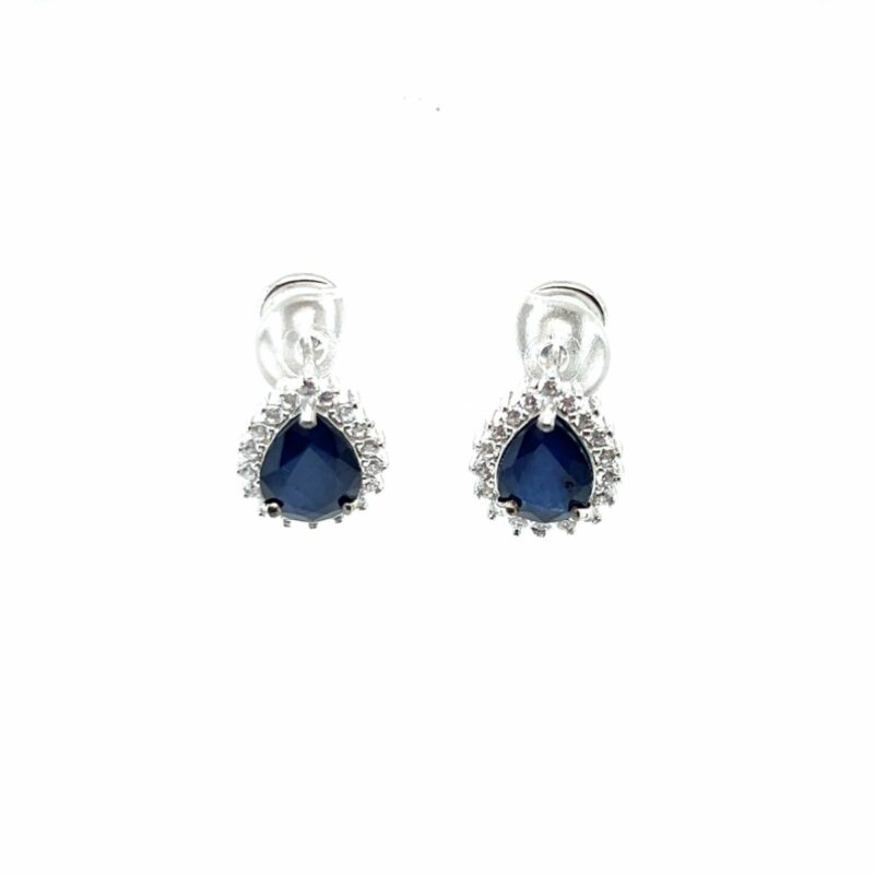 Sterling Silver Australian Sapphire and Swarovski Crystal Earrings_0