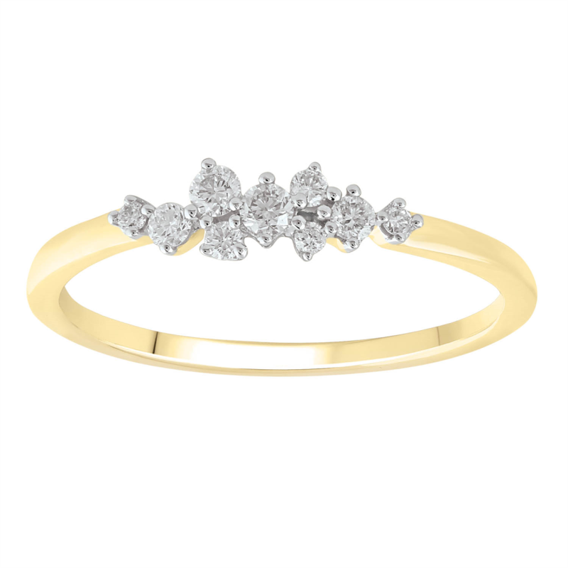 Royal Diamond 9K Yellow Gold Cluster Diamond Ring_0